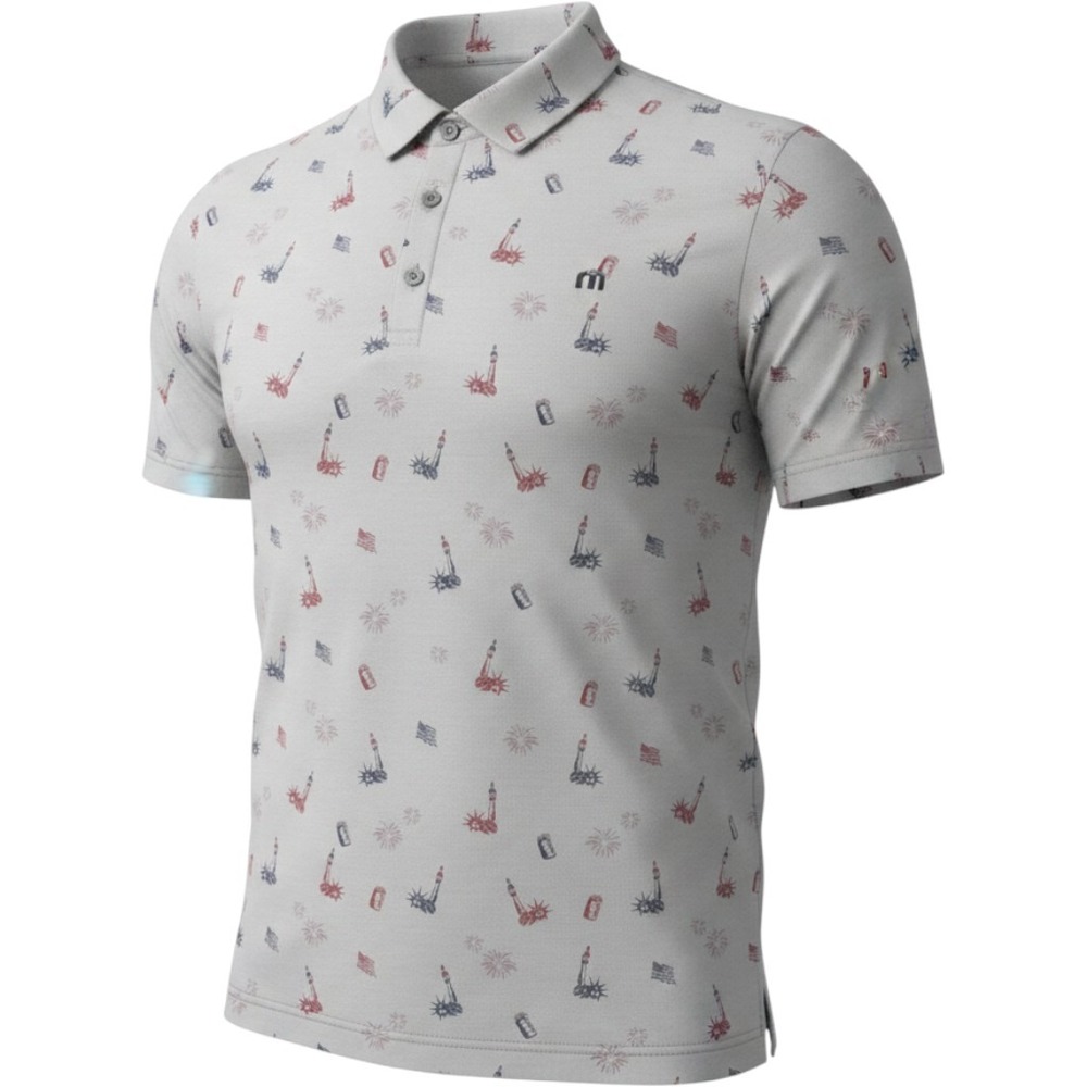 TravisMathew Mens Grey Americana Statue of Liberty Polo Shirt Large